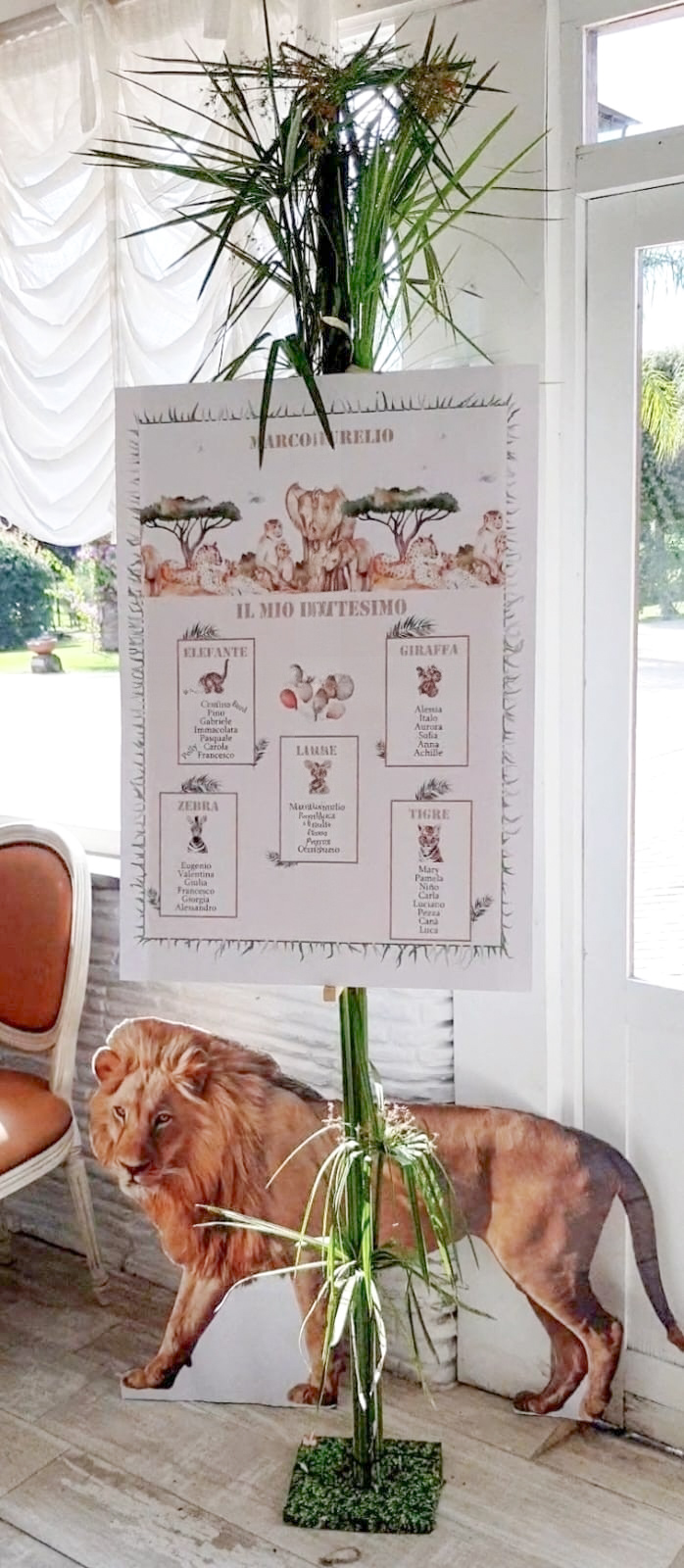 Tableau de Mariage Battesimo Tema Giungla a Roma personalizzato da Alessia Vincenti